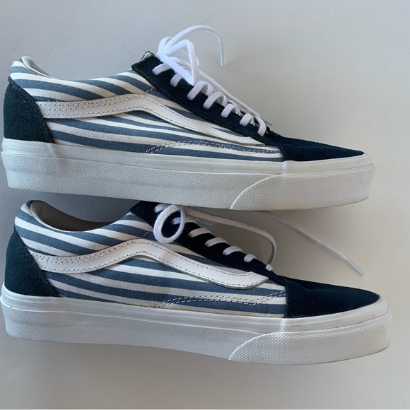 Vans Old Skool Stripes Navy White Blue W 7 M 5.5 Htf - Picture 5 of 12